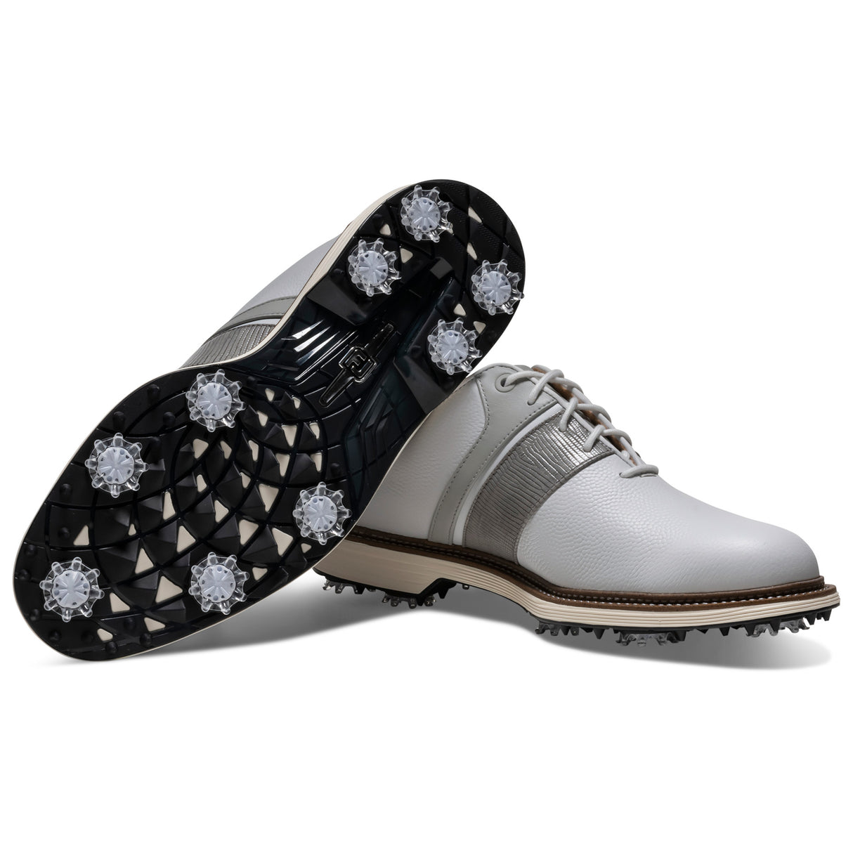 FootJoy 2026 Premier Series Packard Herren Golfschuhe, Weiß / Grau - Golflaedchen.de