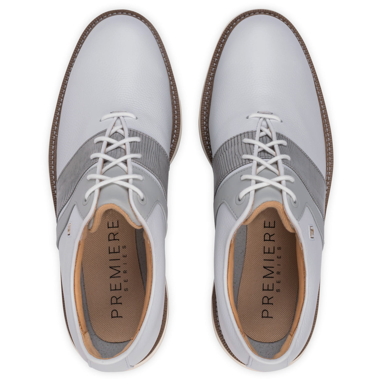 FootJoy 2026 Premier Series Packard Herren Golfschuhe, Weiß / Grau - Golflaedchen.de