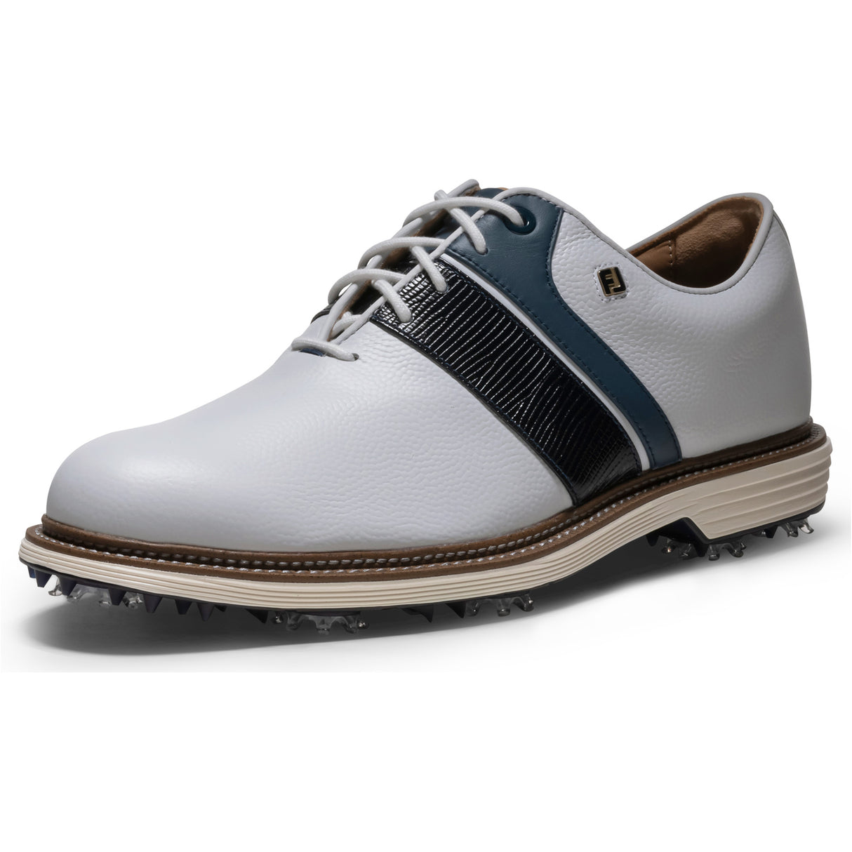FootJoy 2026 Premier Series Packard Herren Golfschuhe, Weiß / Navy - Golflaedchen.de
