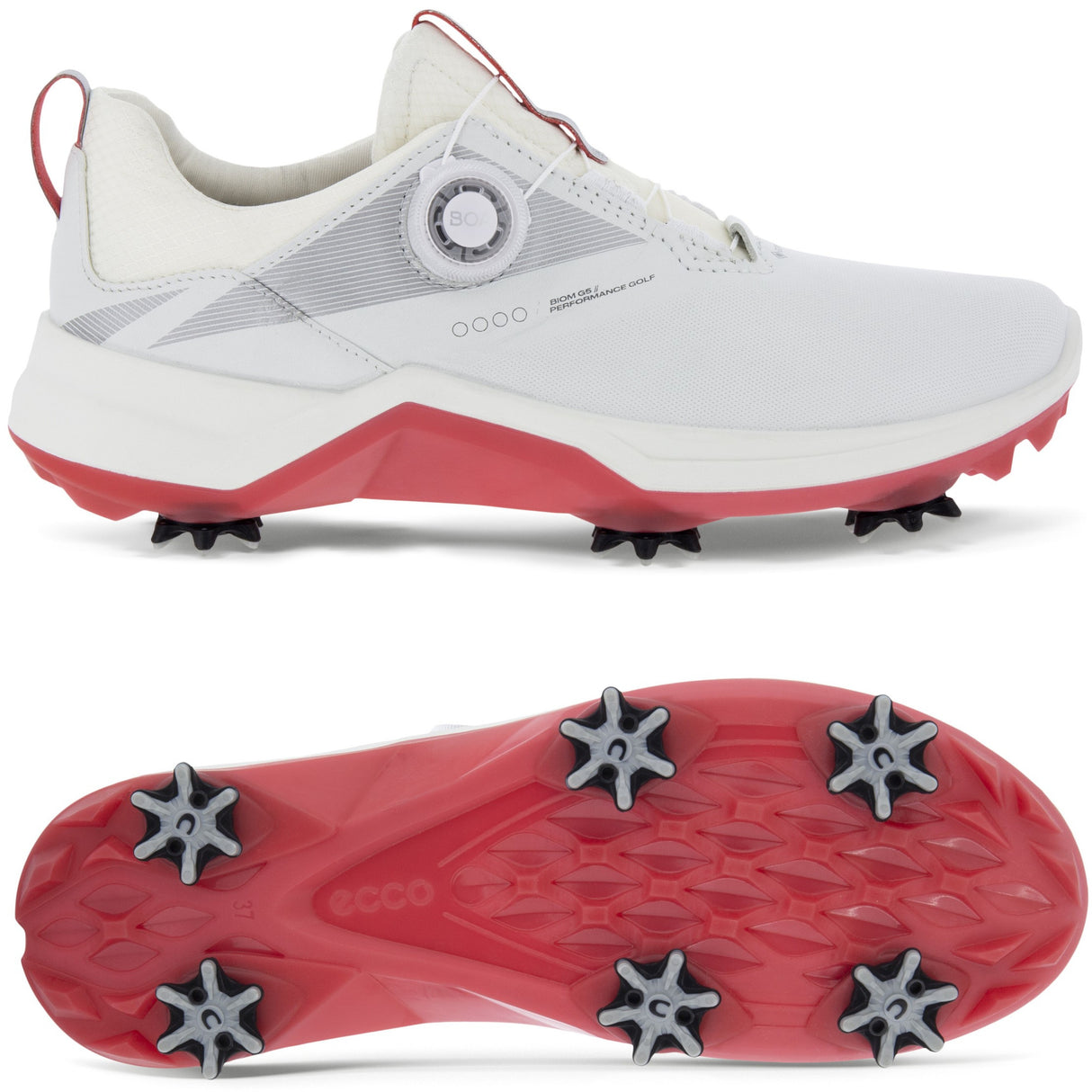 Ecco Biom G5 GTX BOA Damen Golfschuhe, Weiß / Rot - Golflaedchen.de