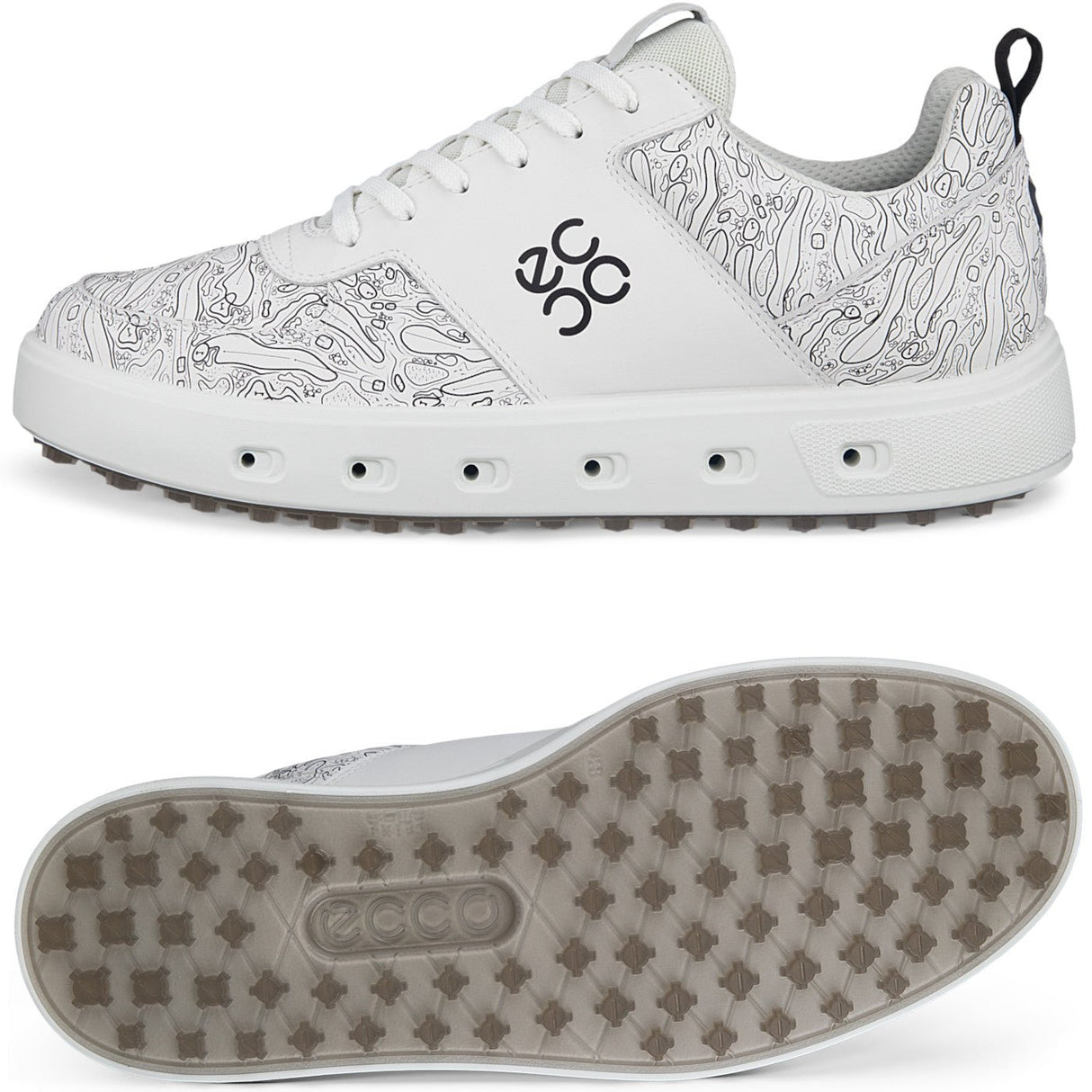 Ecco Street 720 Herren Golfschuhe, Offwhite gemustert - Golflaedchen.de