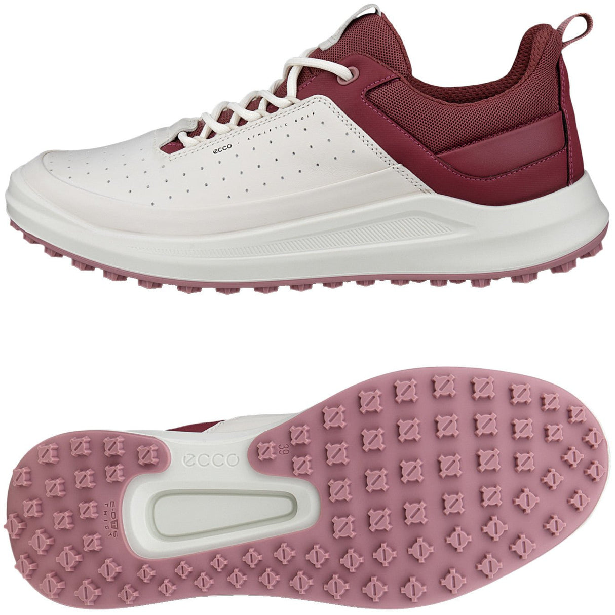 Ecco Golf Core Damen Golfschuhe, Offwhite / Weinrot - Golflaedchen.de