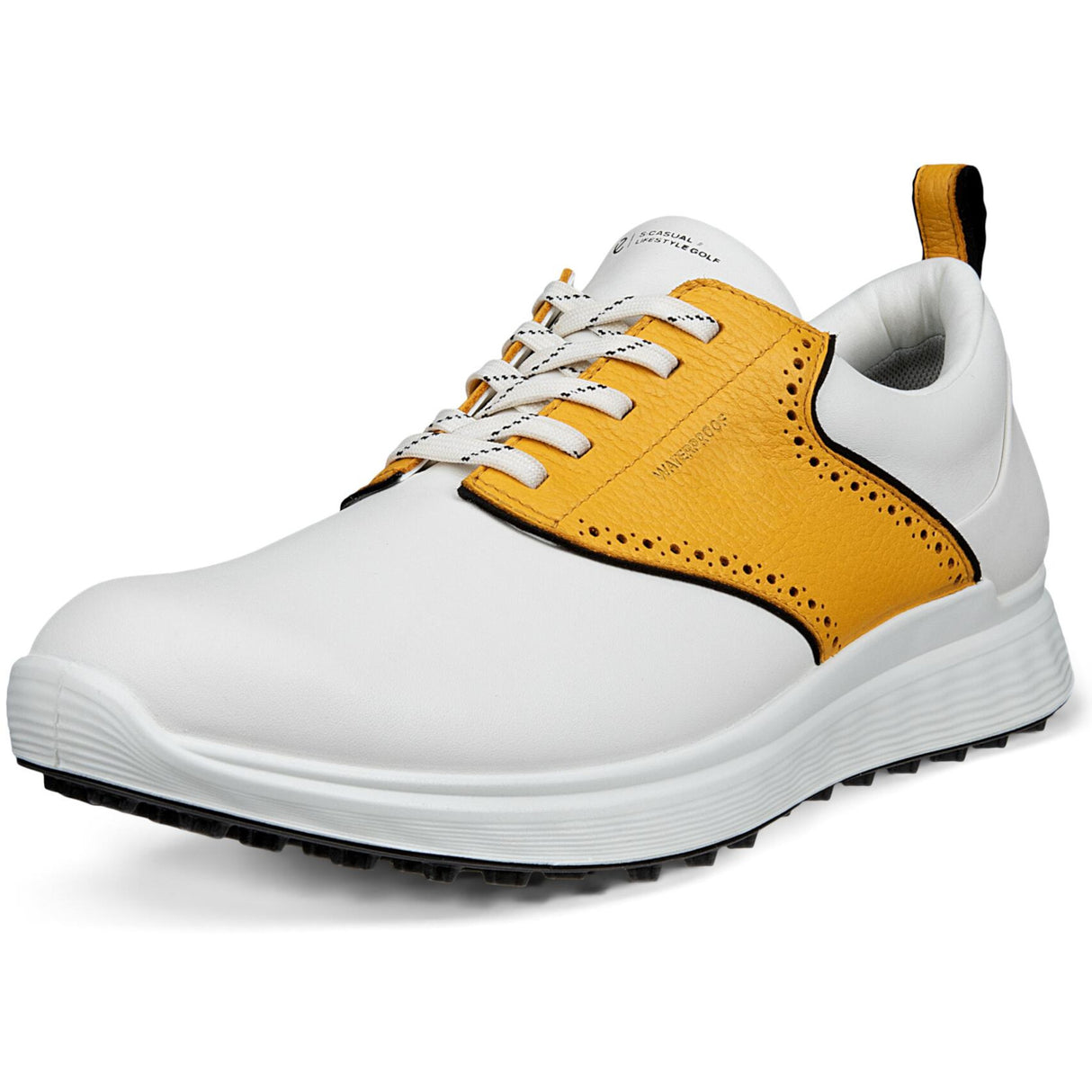 Ecco S - Casual Herren Golfschuhe 2026, Weiß / Saffran - Golflaedchen.de
