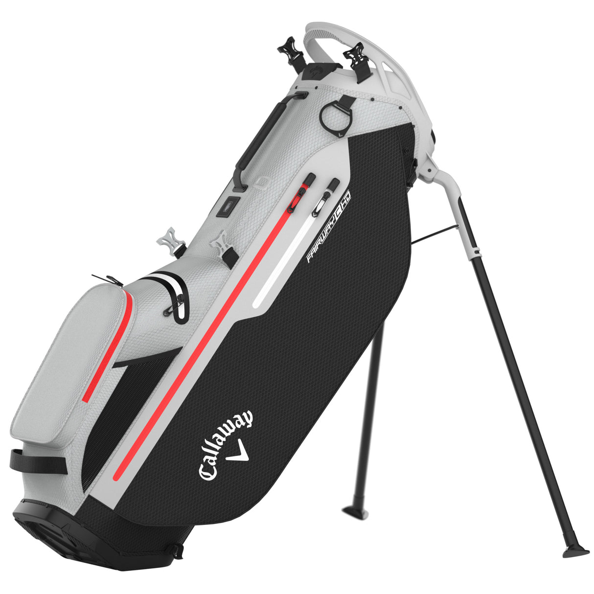 Callaway 2025 Fairway C HD Waterproof Standbag, Grau / Schwarz / Rot - Golflaedchen.de