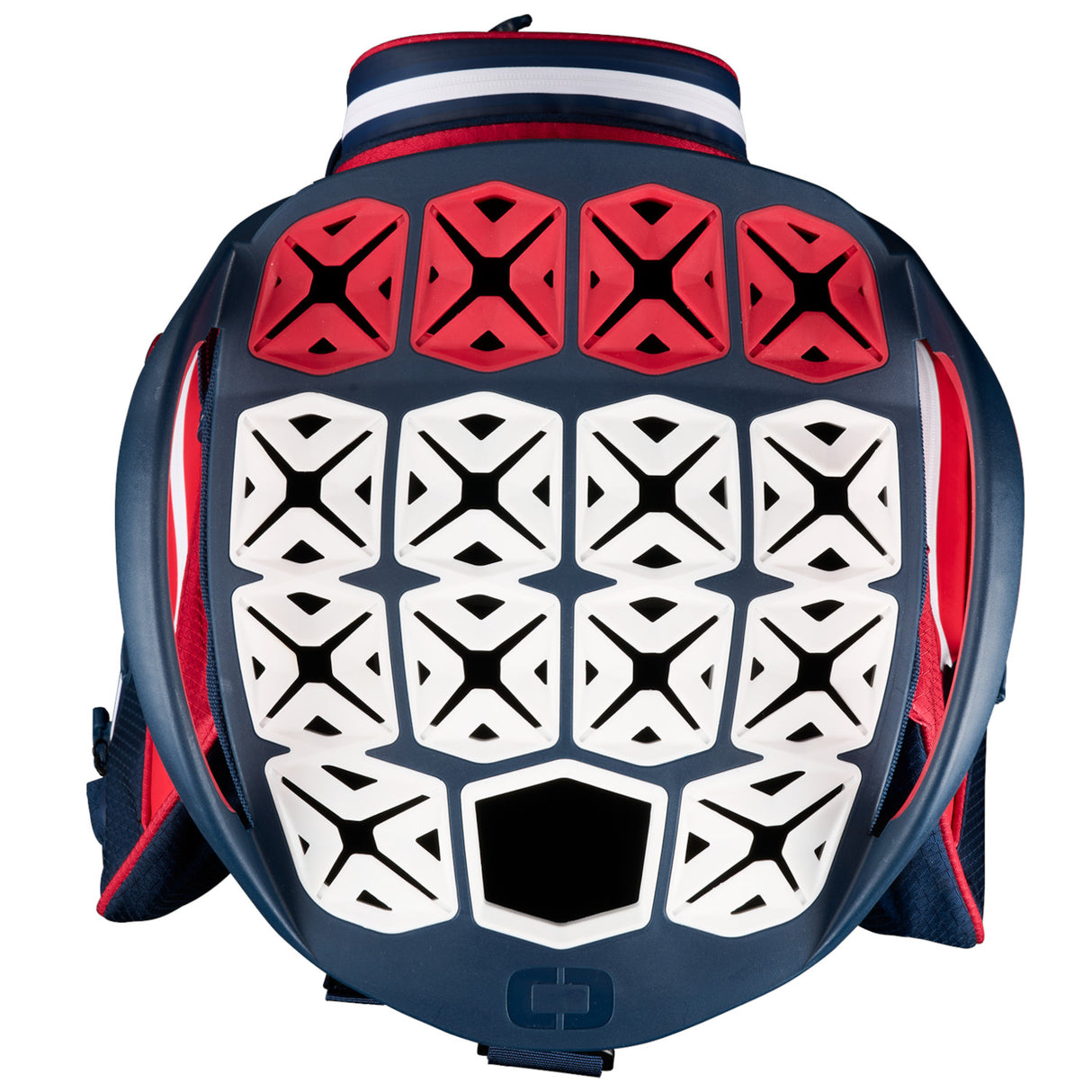 Ogio 2025 All Elements Silencer Waterproof Cartbag / Golfbag, Red / White / Blue - Golflaedchen.de