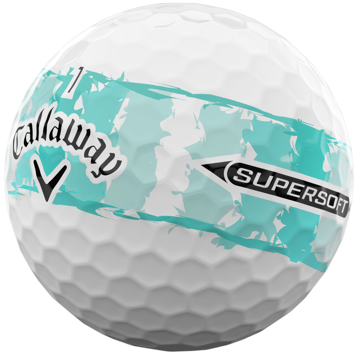 Callaway 2026 Supersoft Bälle, Distressed Stripe, Weiß / Türkis - Golflaedchen.de