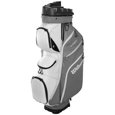 Wilson Staff 2026 I - LOCK 4 Cartbag, Grau / Weiß / Schwarz - Golflaedchen.de