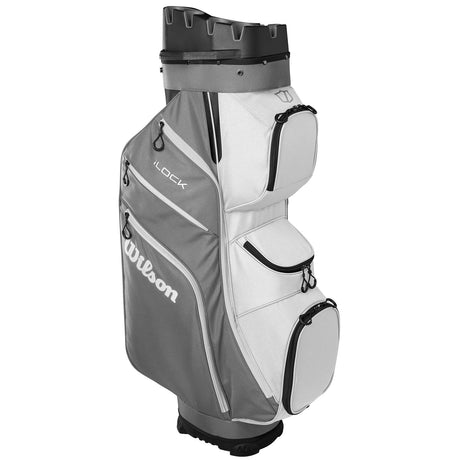 Wilson Staff 2026 I - LOCK 4 Cartbag, Grau / Weiß / Schwarz - Golflaedchen.de