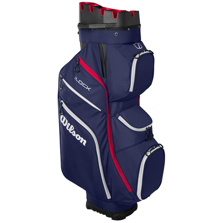 Wilson Staff 2026 I - LOCK 4 Cartbag, Navy / Weiß / Rot - Golflaedchen.de