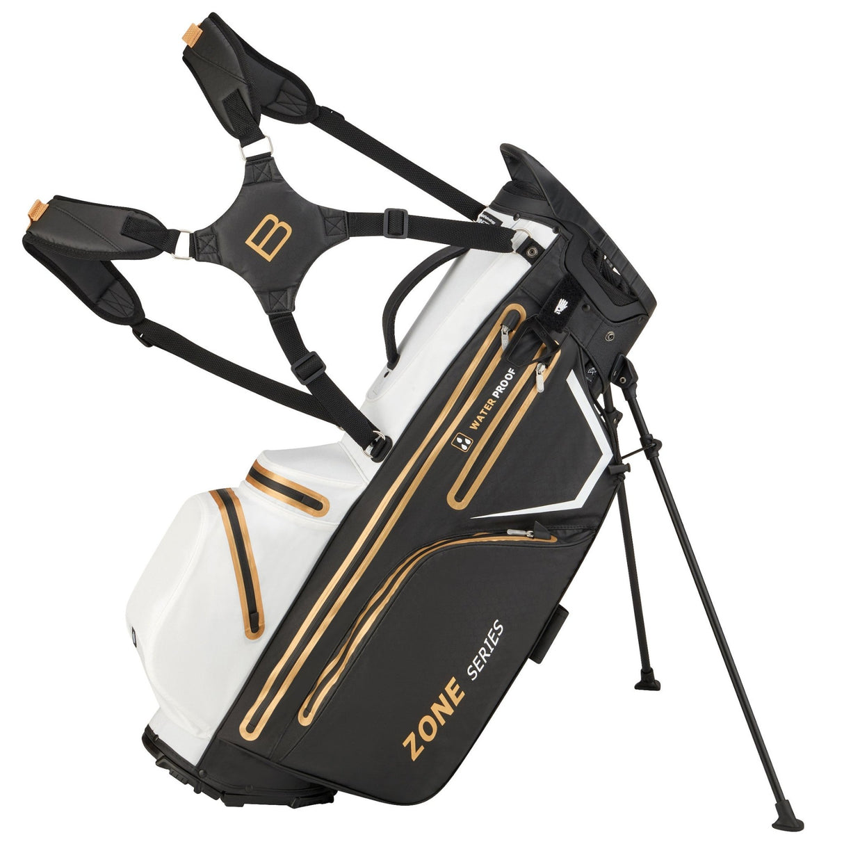 Bennington 2025 Zone 14 Waterproof Standbag, Black / White / Gold - Golflaedchen.de