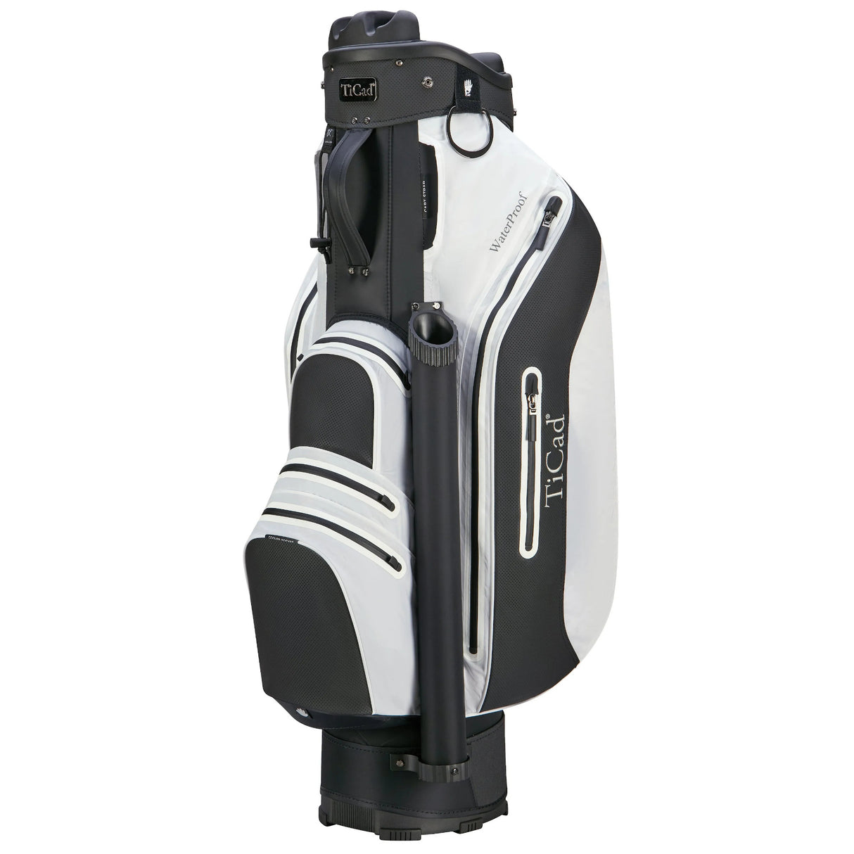 TiCad QO 9 Premium Waterproof Cartbag, Schwarz / Weiß - Golflaedchen.de