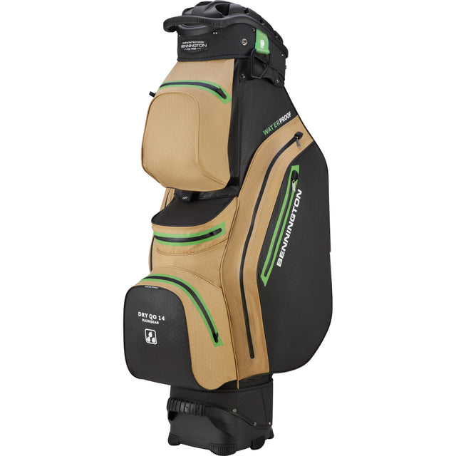 Bennington DRY Quiet Organizer 14 (QO 14) Waterproof Cartbag, Beige / Schwarz / Grün - Golflaedchen.de