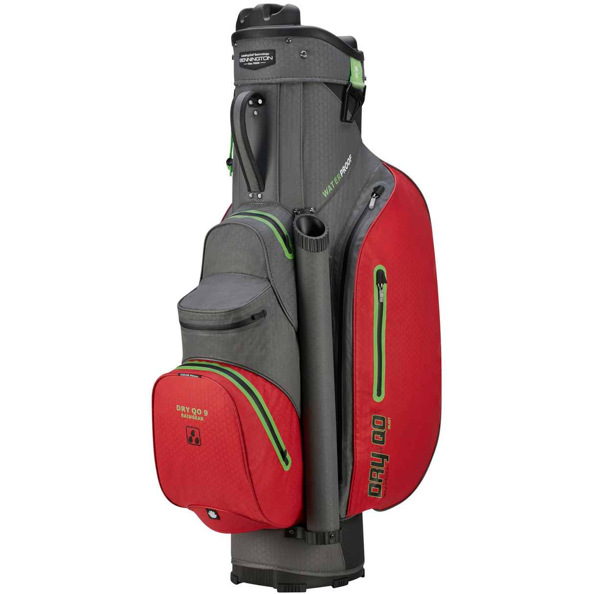 Bennington 2023 DRY Quiet Organizer 9 (QO 9) Waterproof Cartbag, Canon Grey / Red / Lime - Golflaedchen.de