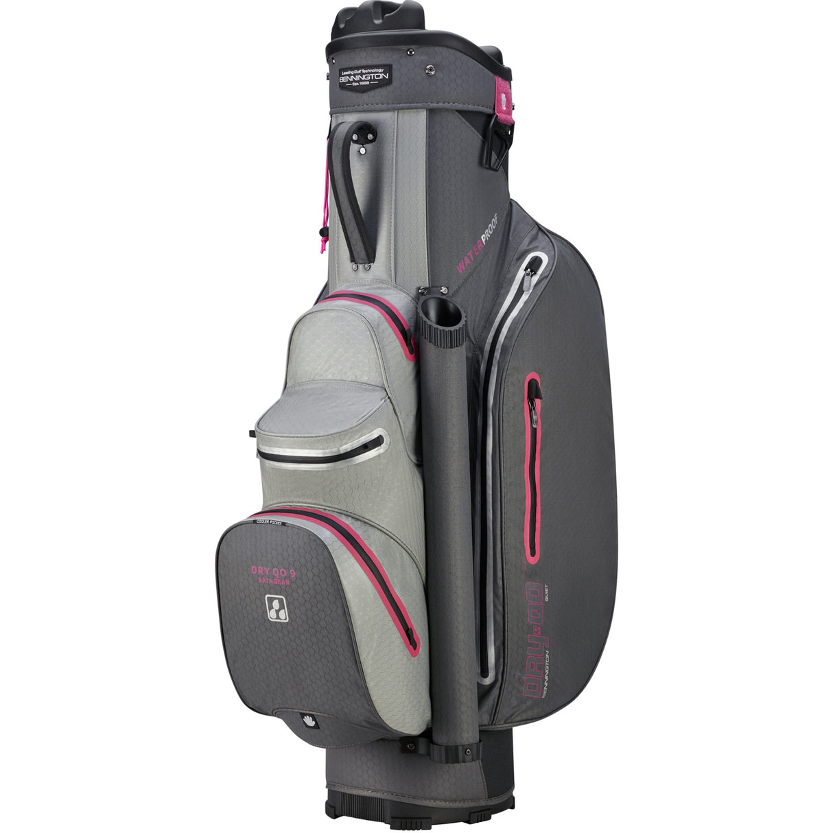 Bennington 2025 DRY Quiet Organizer 9 (QO 9) Waterproof Damen Cartbag, Canon Grey / Silver Pink - Golflaedchen.de