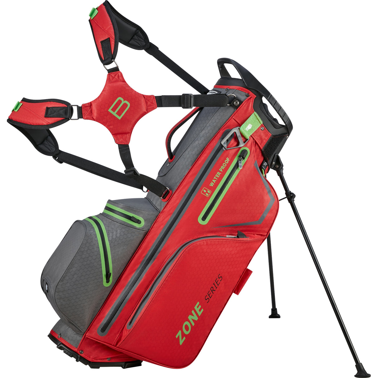 Bennington 2025 Zone 14 Waterproof Standbag, Red / Canon Grey / Lime - Golflaedchen.de