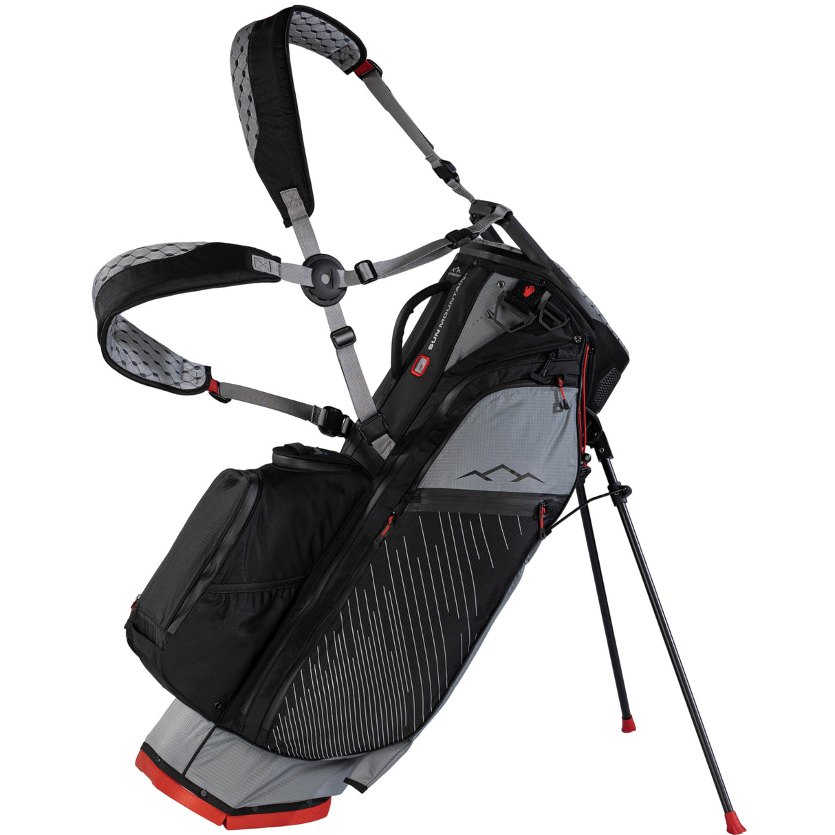 Sun Mountain 2026 H2NO 14 - Way Waterproof Hybrid Standbag, Nickel / Black / Red - Golflaedchen.de
