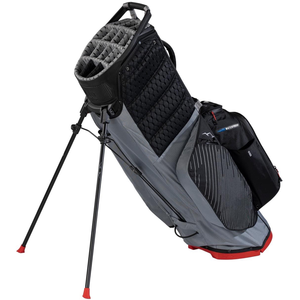 Sun Mountain 2026 H2NO 14 - Way Waterproof Hybrid Standbag, Nickel / Black / Red - Golflaedchen.de