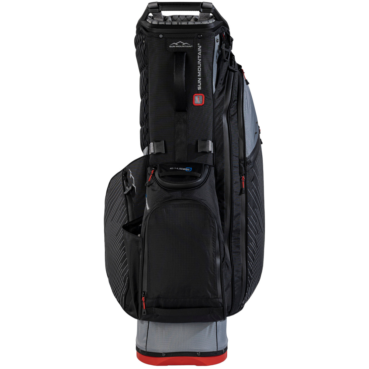 Sun Mountain 2026 H2NO 14 - Way Waterproof Hybrid Standbag, Nickel / Black / Red - Golflaedchen.de