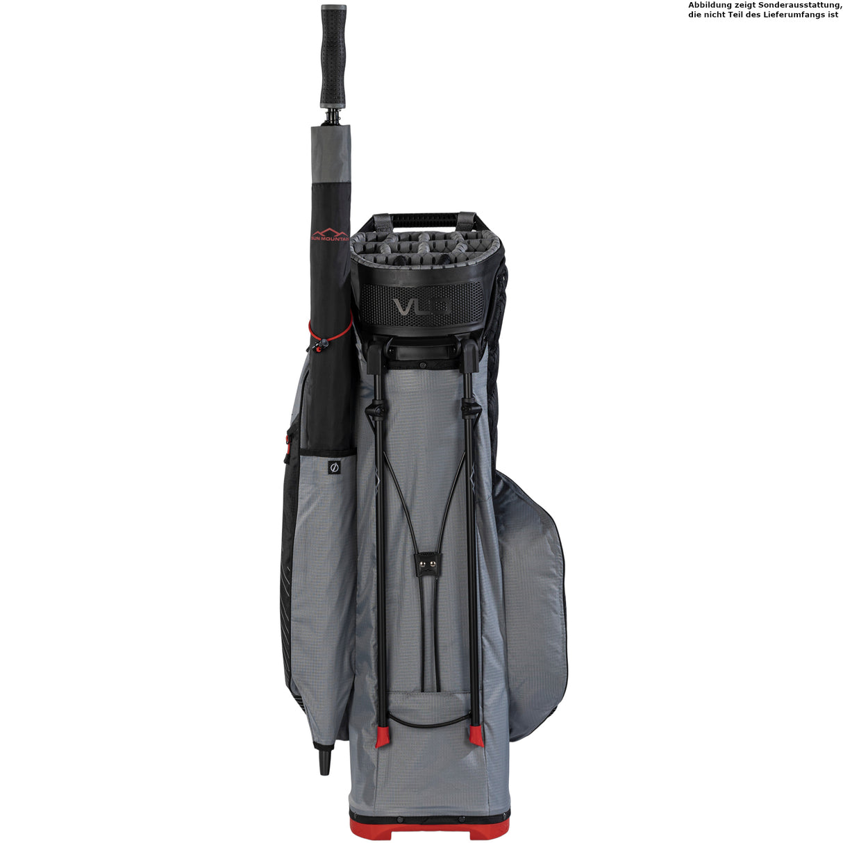 Sun Mountain 2026 H2NO 14 - Way Waterproof Hybrid Standbag, Nickel / Black / Red - Golflaedchen.de