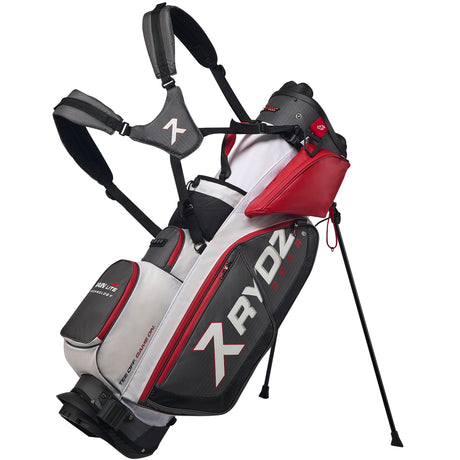 Rydz Gear Quiet Organizer 9 (QO9) Hybrid Standbag, Grau / Rot - Golflaedchen.de