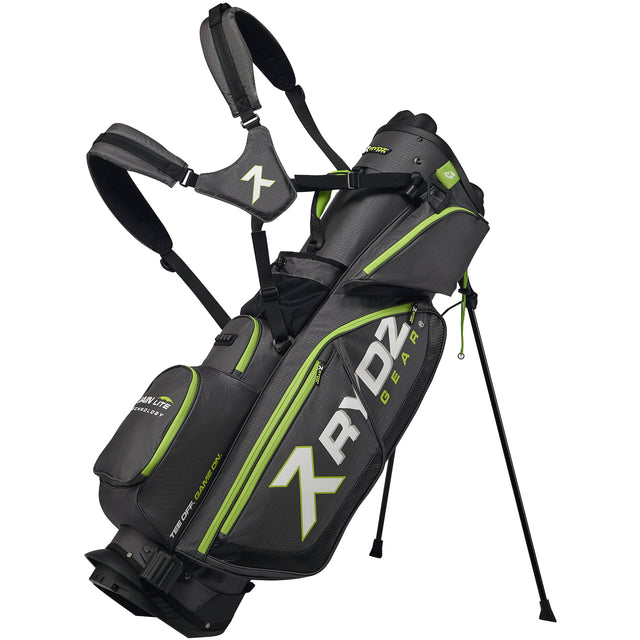 Rydz Gear Quiet Organizer 9 (QO9) Hybrid Standbag, Anthrazit / Grün - Golflaedchen.de
