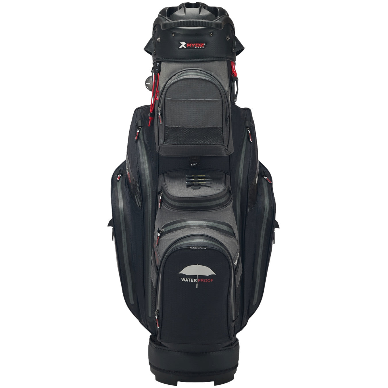 Rydz Gear Navigator QO14 Waterproof Cartbag, Schwarz / Grau / Rot