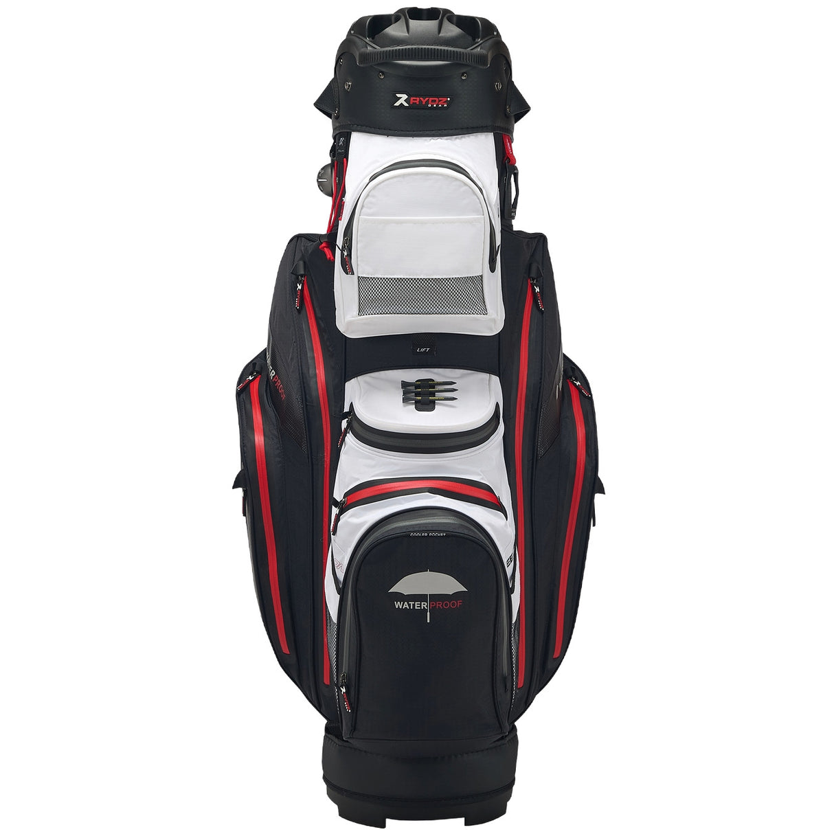 Rydz Gear Navigator QO14 Waterproof Cartbag, Schwarz / Weiß / Rot