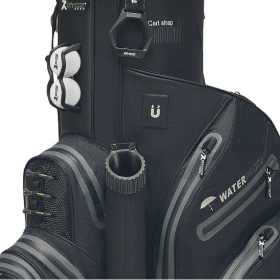 Rydz Skipper QO9 Waterproof Cartbag, Schwarz, Oversize (+2 inch höher)
