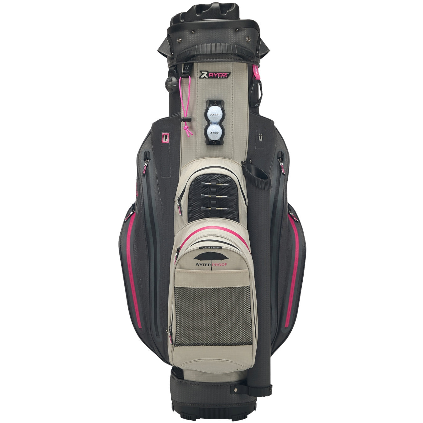 Rydz Skipper QO9 Waterproof Damen Cartbag, Anthrazit / Silbergrau / Pink