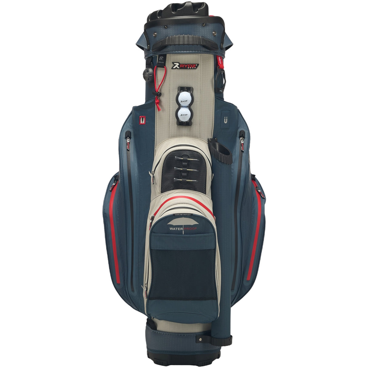 Rydz Skipper QO9 Waterproof Cartbag, Navy / Silbergrau / Rot