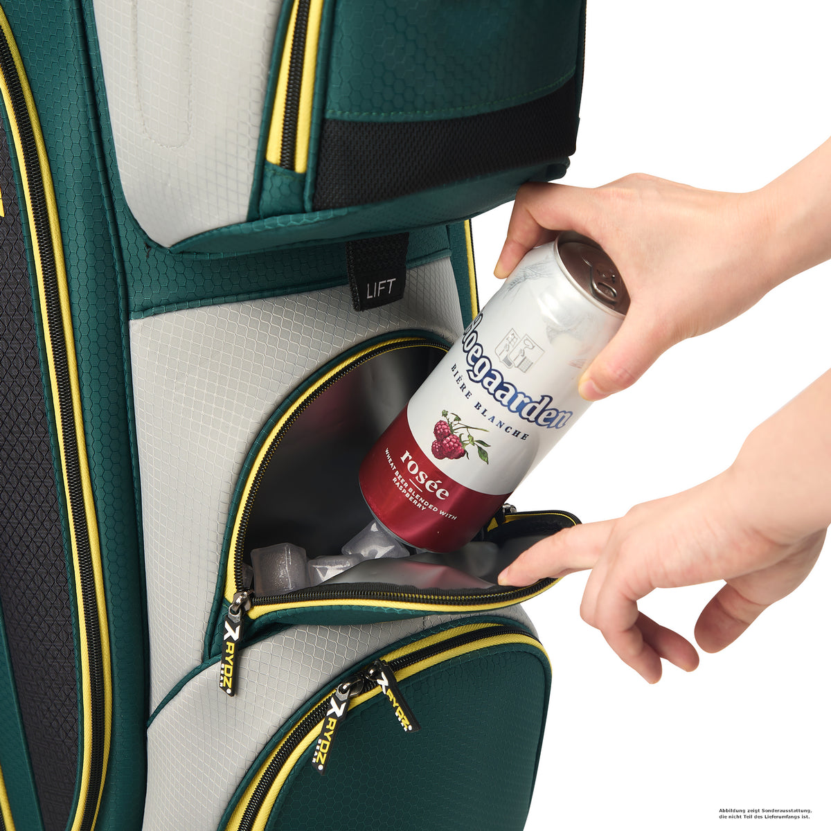 Rydz Gear Speedy B. QO14 Cartbag, Grün / Silbergrau / Goldgelb