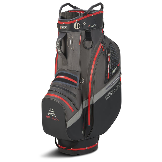 Big Max Dri Lite V - 4 Waterproof Cartbag, Grau / Schwarz / Rot - Golflaedchen.de
