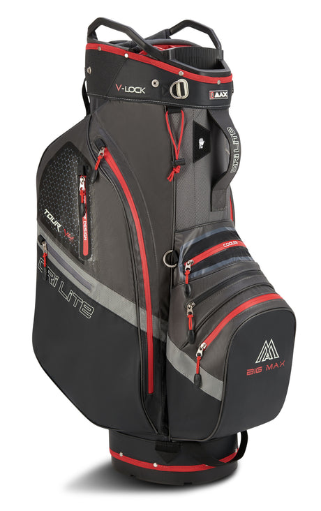 Big Max Dri Lite V - 4 Waterproof Cartbag, Grau / Schwarz / Rot - Golflaedchen.de
