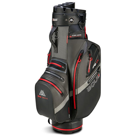 Big Max Aqua Silencio 4 Waterproof Cartbag, Dunkelgrau / Schwarz / Rot - Golflaedchen.de