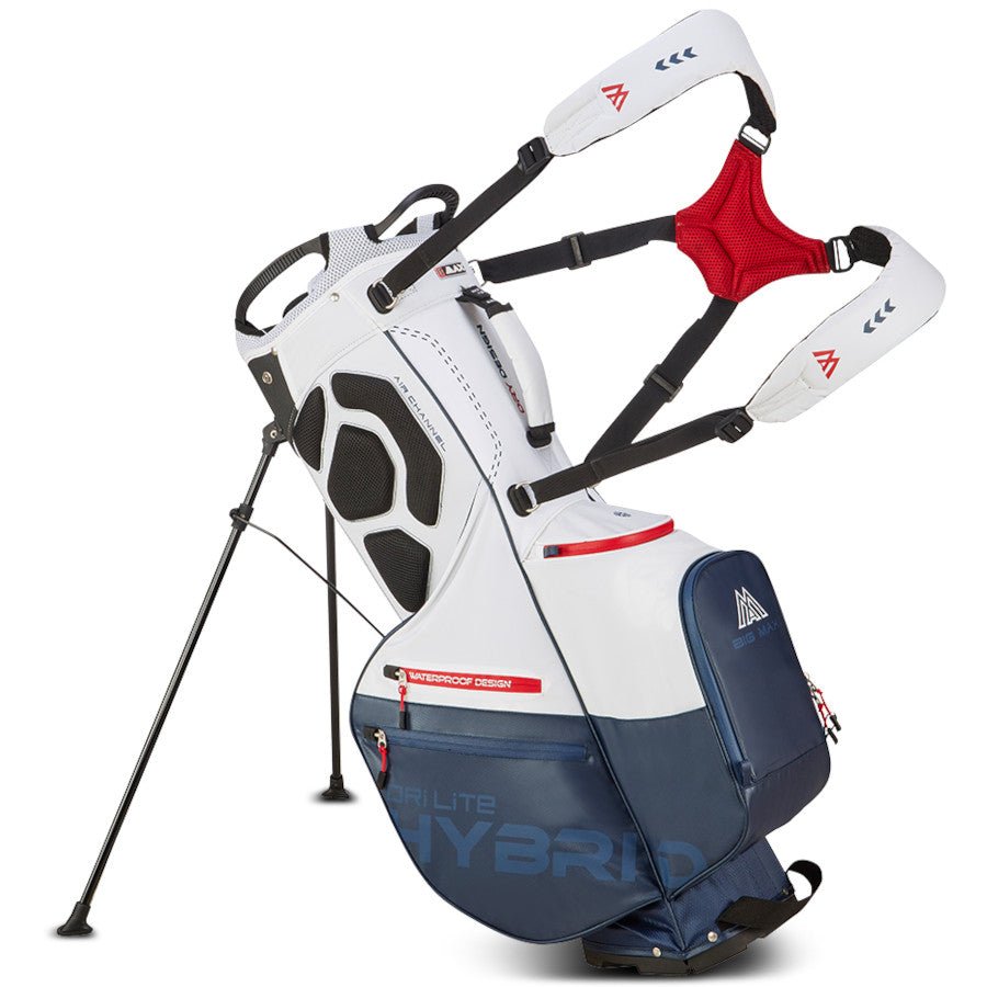 Big Max Dri Lite Hybrid Plus Waterproof Standbag, Weiß / Navy / Rot - Golflaedchen.de
