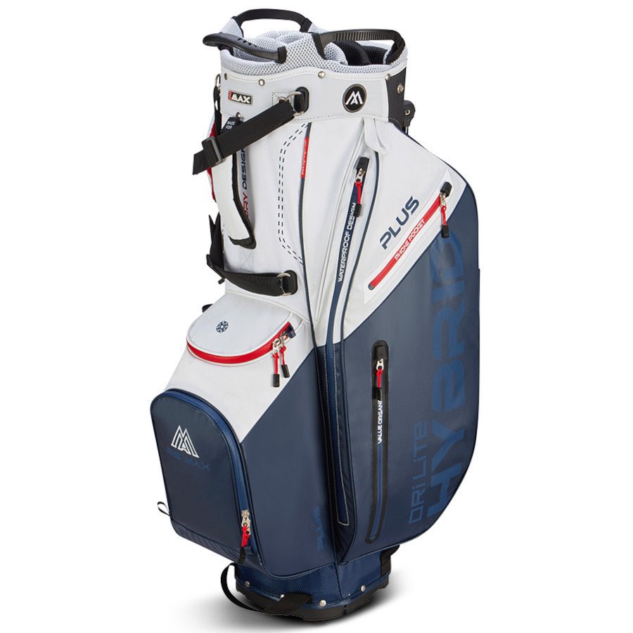 Big Max Dri Lite Hybrid Plus Waterproof Standbag, Weiß / Navy / Rot - Golflaedchen.de