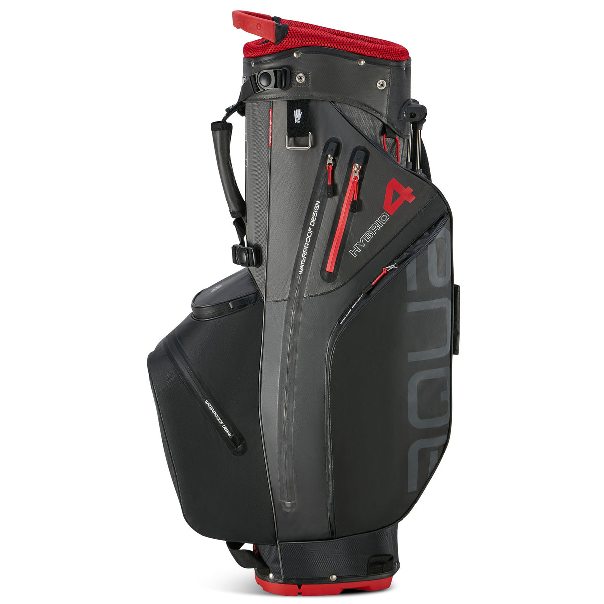Big Max Aqua Hybrid 4 Waterproof Standbag, Black / Charcoal / Red - Golflaedchen.de