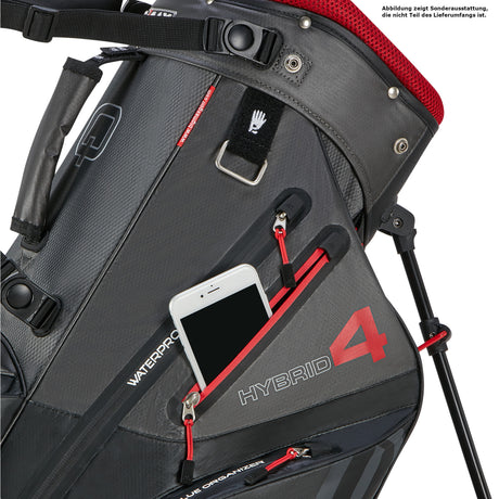 Big Max Aqua Hybrid 4 Waterproof Standbag, Black / Charcoal / Red - Golflaedchen.de