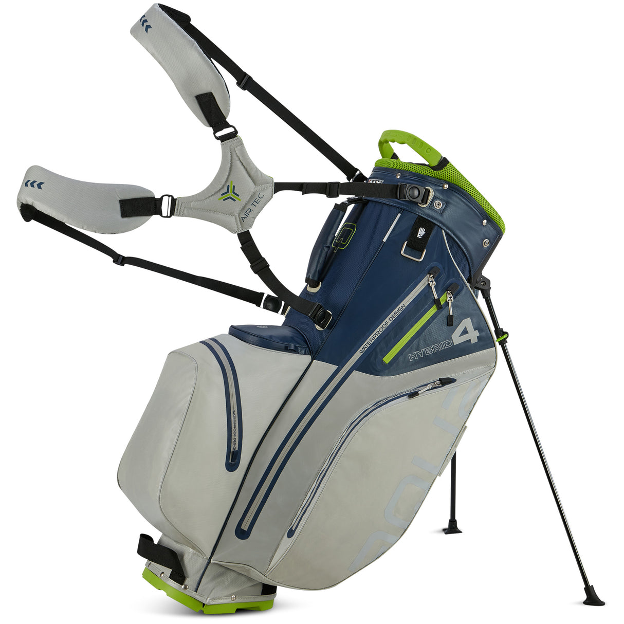 Big Max Aqua Hybrid 4 Waterproof Standbag, Navy / Grey / Lime - Golflaedchen.de