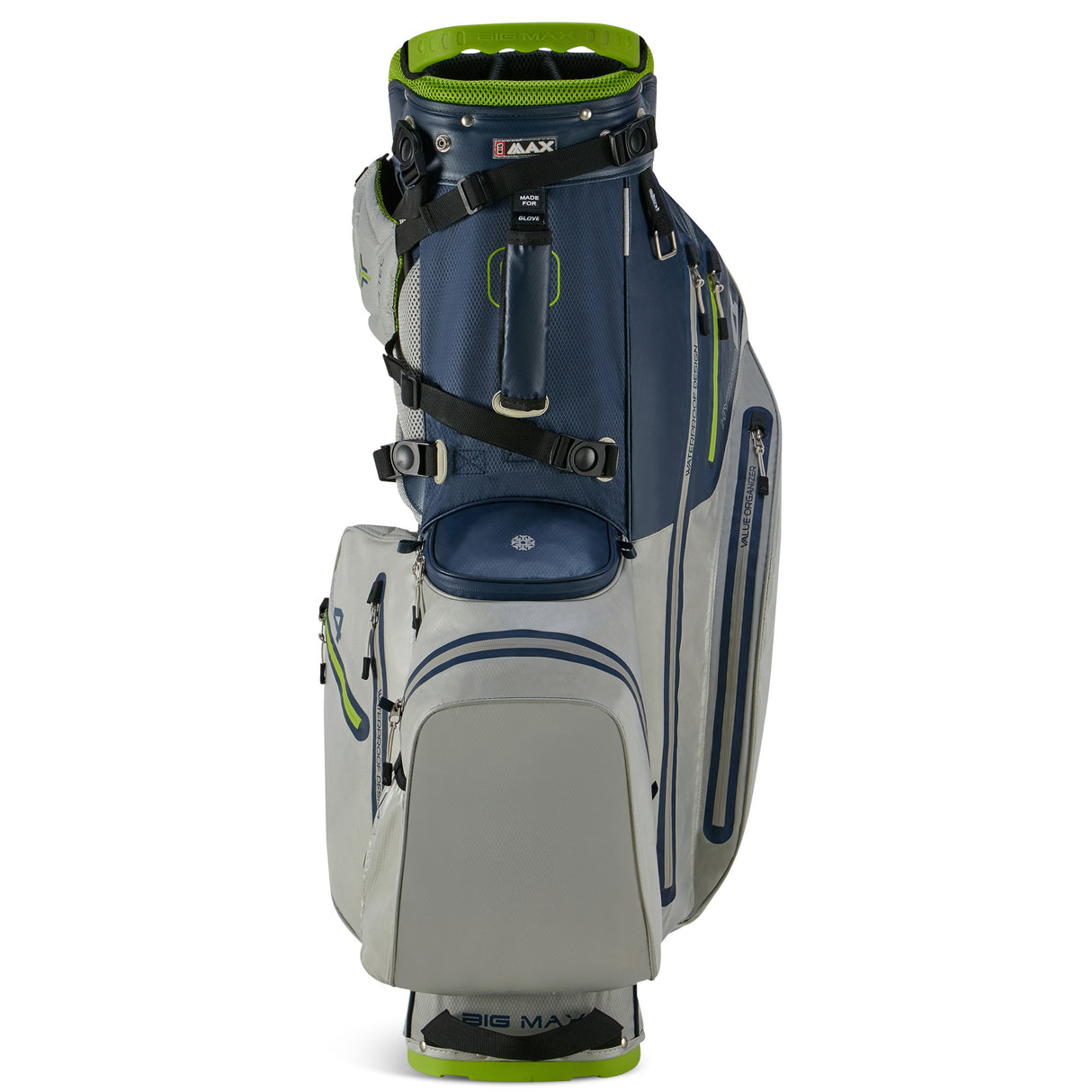 Big Max Aqua Hybrid 4 Waterproof Standbag, Navy / Grey / Lime - Golflaedchen.de