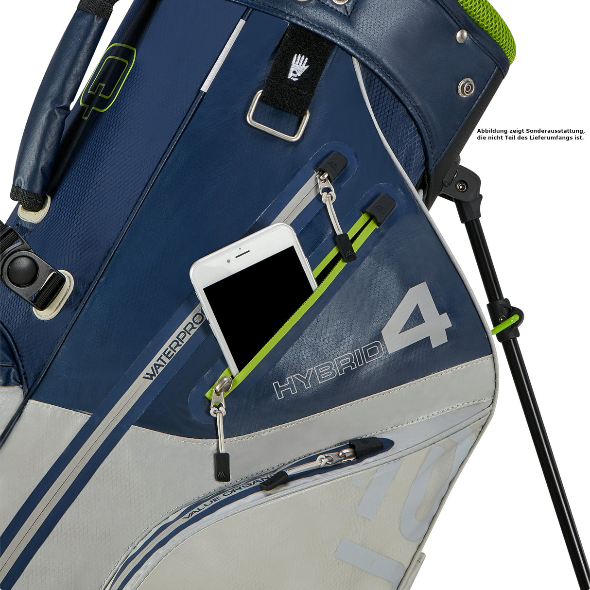 Big Max Aqua Hybrid 4 Waterproof Standbag, Navy / Grey / Lime - Golflaedchen.de