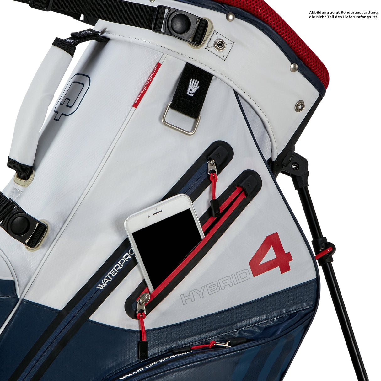 Big Max Aqua Hybrid 4 Waterproof Standbag, Navy / White / Red - Golflaedchen.de