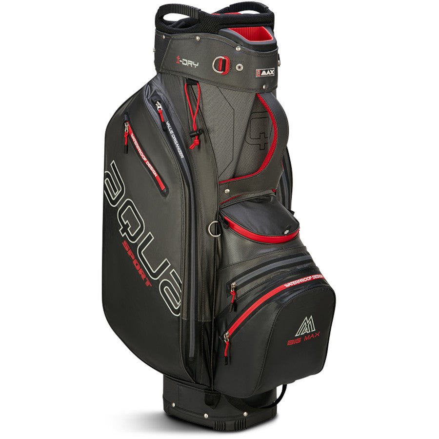 Big Max 2026 Aqua Sport 4 Waterproof Cartbag, Dunkelgrau / Schwarz / Rot - Golflaedchen.de