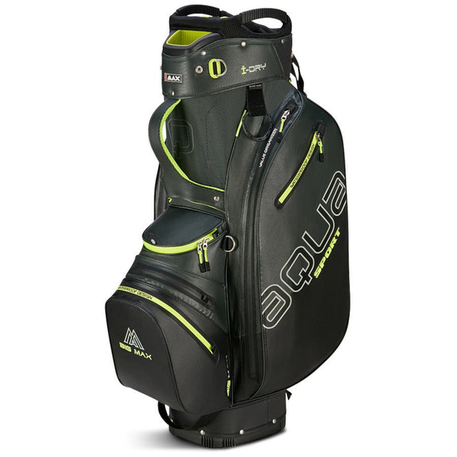 Big Max 2026 Aqua Sport 4 Waterproof Cartbag, Dunkelgrün / Schwarz / Lime - Golflaedchen.de