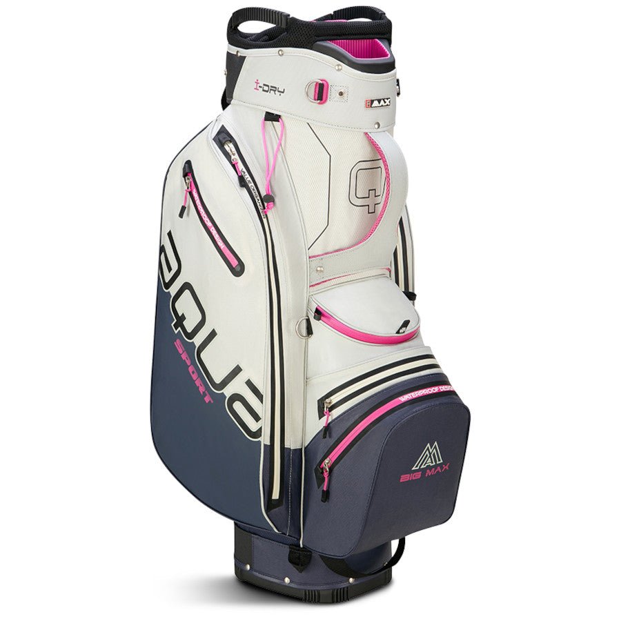 Big Max 2026 Aqua Sport 4 Waterproof Damen Cartbag, Offwhite / Stahlblau / Fuchsia - Golflaedchen.de
