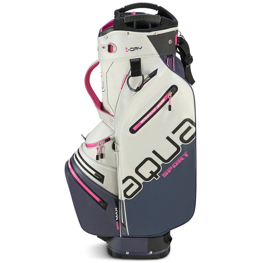 Big Max 2026 Aqua Sport 4 Waterproof Damen Cartbag, Offwhite / Stahlblau / Fuchsia - Golflaedchen.de