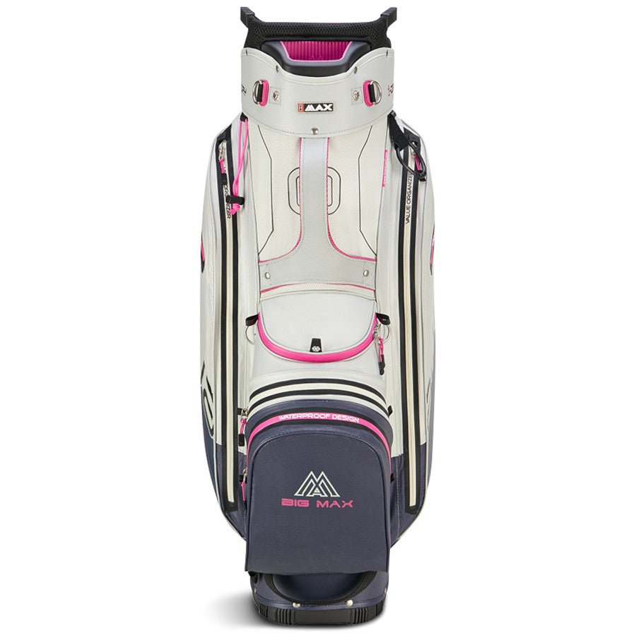 Big Max 2026 Aqua Sport 4 Waterproof Damen Cartbag, Offwhite / Stahlblau / Fuchsia - Golflaedchen.de