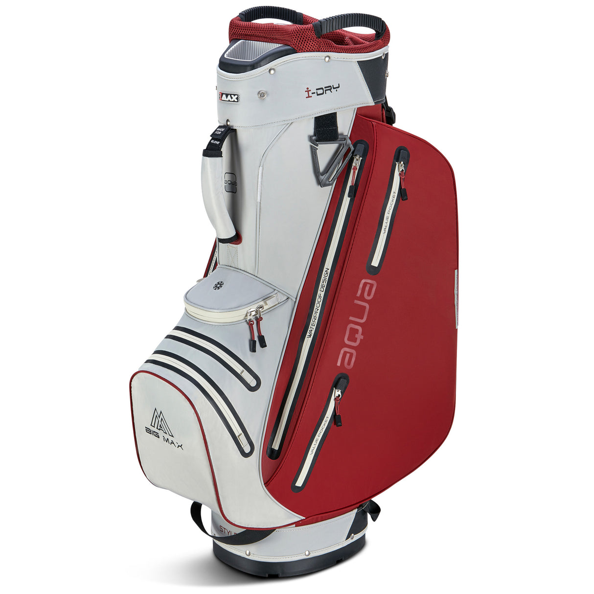 Big Max Aqua Style 4 Waterproof Cartbag, Offwhite / Merlot - Golflaedchen.de