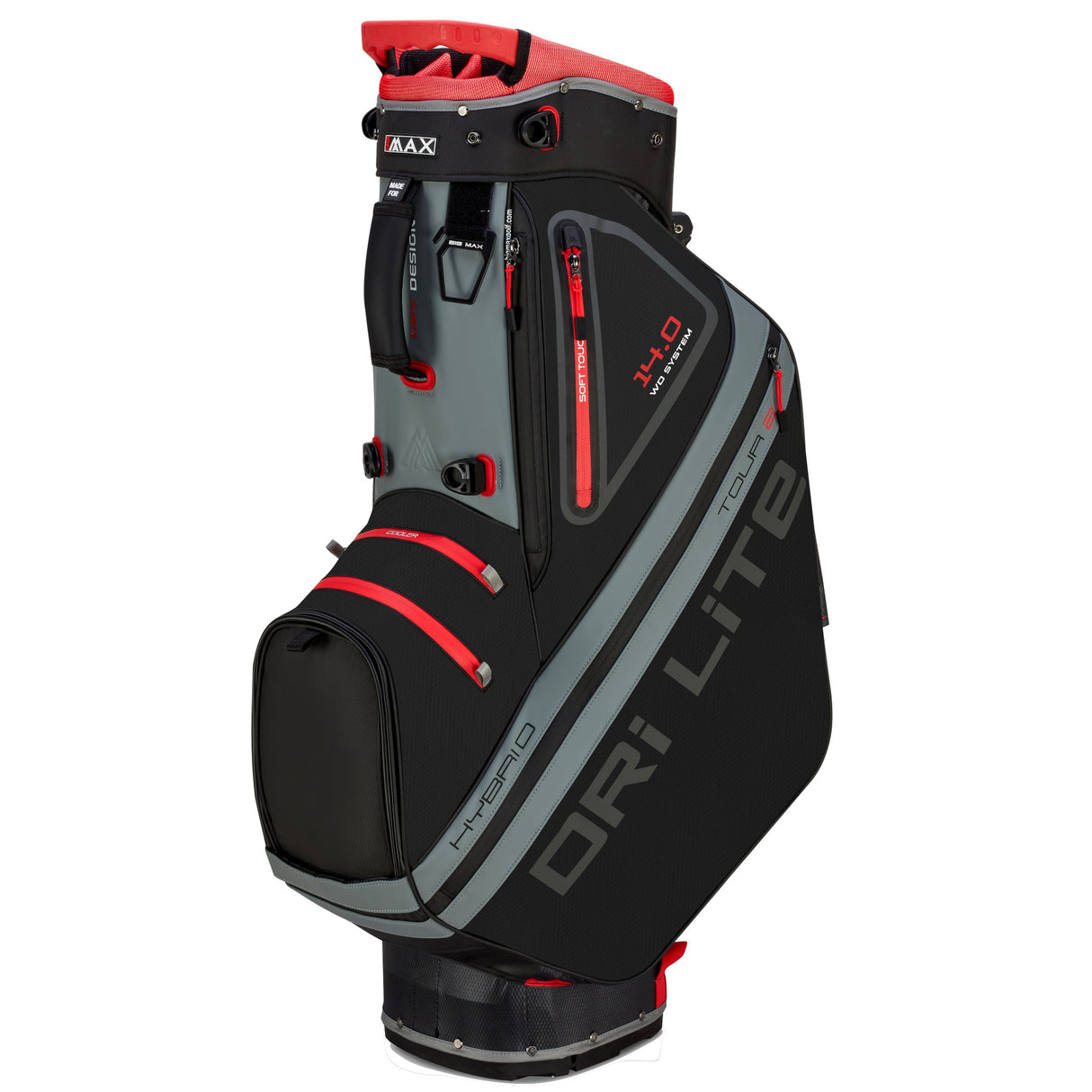 Big Max Dri Lite Hybrid Tour 2 Waterproof Standbag, Schwarz / Grau / Rot - Golflaedchen.de