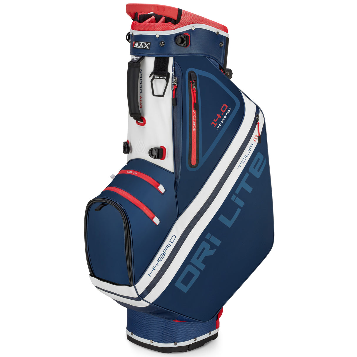 Big Max Dri Lite Hybrid Tour 2 Waterproof Standbag, Blau / Rot / Weiß - Golflaedchen.de